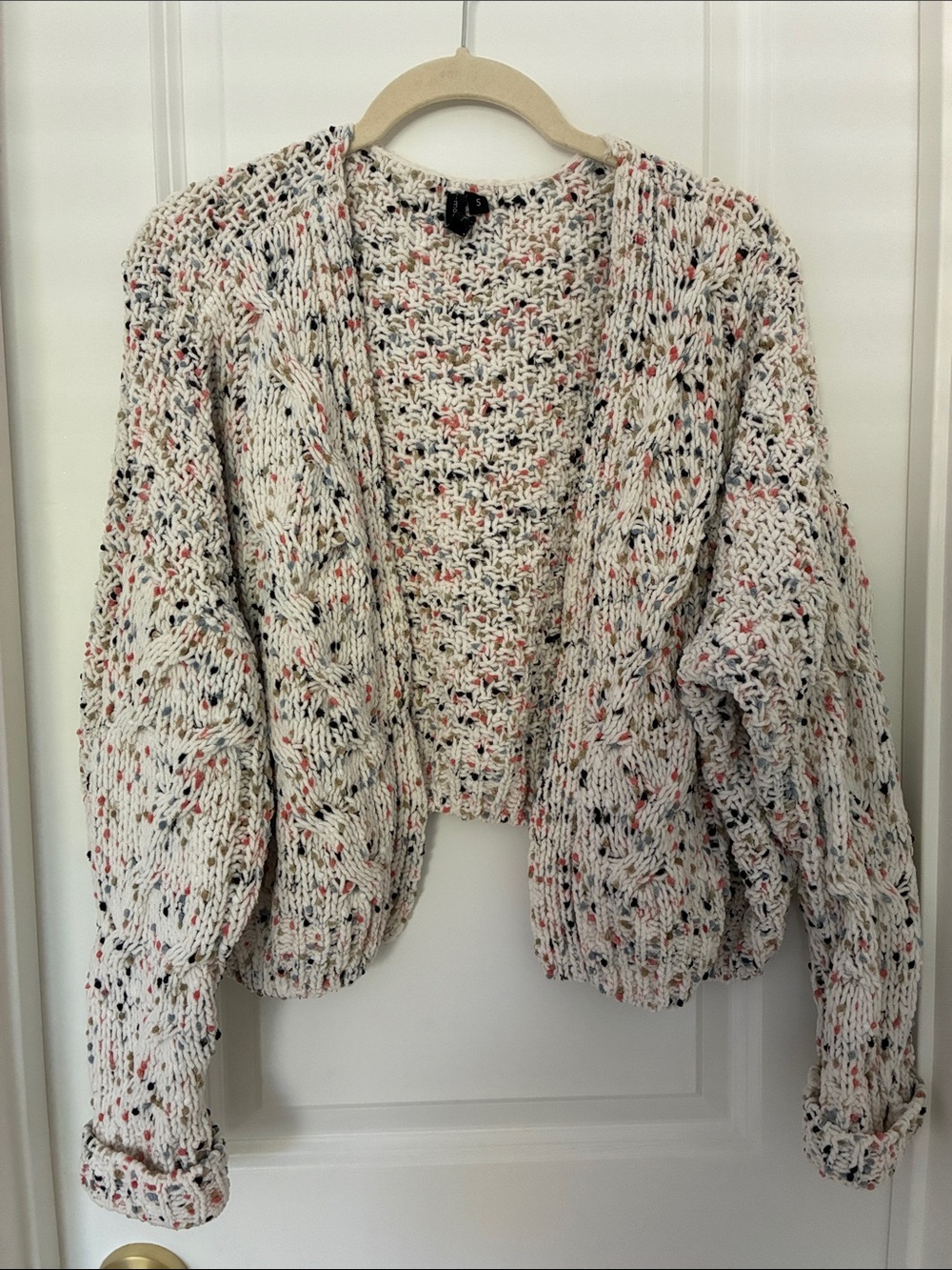 Cozy Speckled Ivory Knit Cardigan Sweater